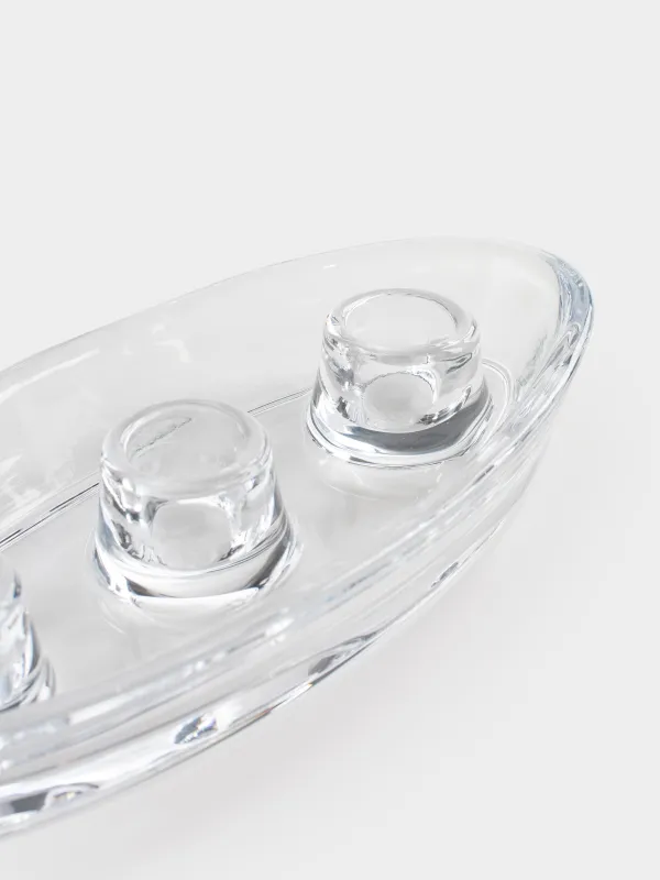 Подсвечник, 22х4 см, 3 тонкие свечи, Clear, image-1
