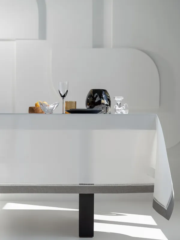 Скатерть, 170х250 см, полиэстер, бело-серая, Milky way, image-0