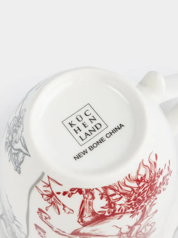 Кружка, 360 мл, фарфор N, белая, с серебристым кантом, Лошадь, Kairon horse, image-5