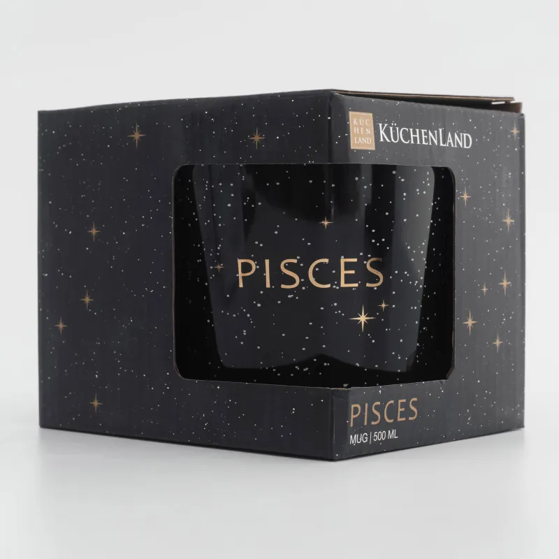 Кружка, 500 мл, фарфор N, черно-золотистая, Рыбы, Zodiac, image-5