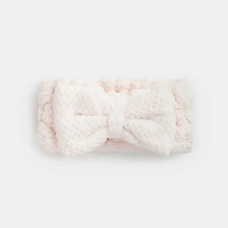 Повязка для волос, 16x9 см, флис, молочная, Бант, Ratine