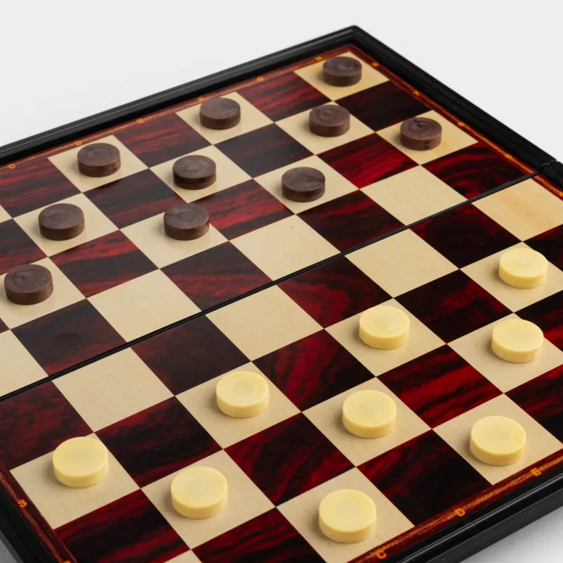 Игра настольная, 25х25 см, шашки/нарды, дорожные, пластик, Hobby light, image-1