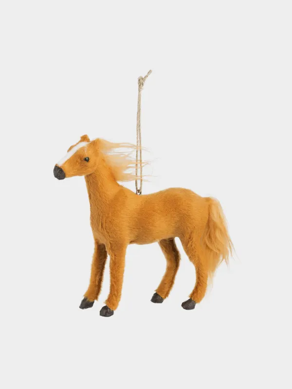 Игрушка елочная, 13 см, полиэстер/пенопласт, коричневая, Лошадь, Figure Christmas Fuzz, image-0