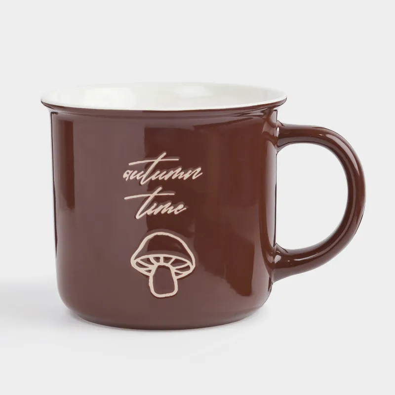 Кружка, 370 мл, фарфор N, коричневая, Гриб, Colors autumn