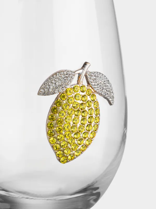 Стакан, 10 см, 520 мл, стекло/металл, Лимон, Lux elements, image-1