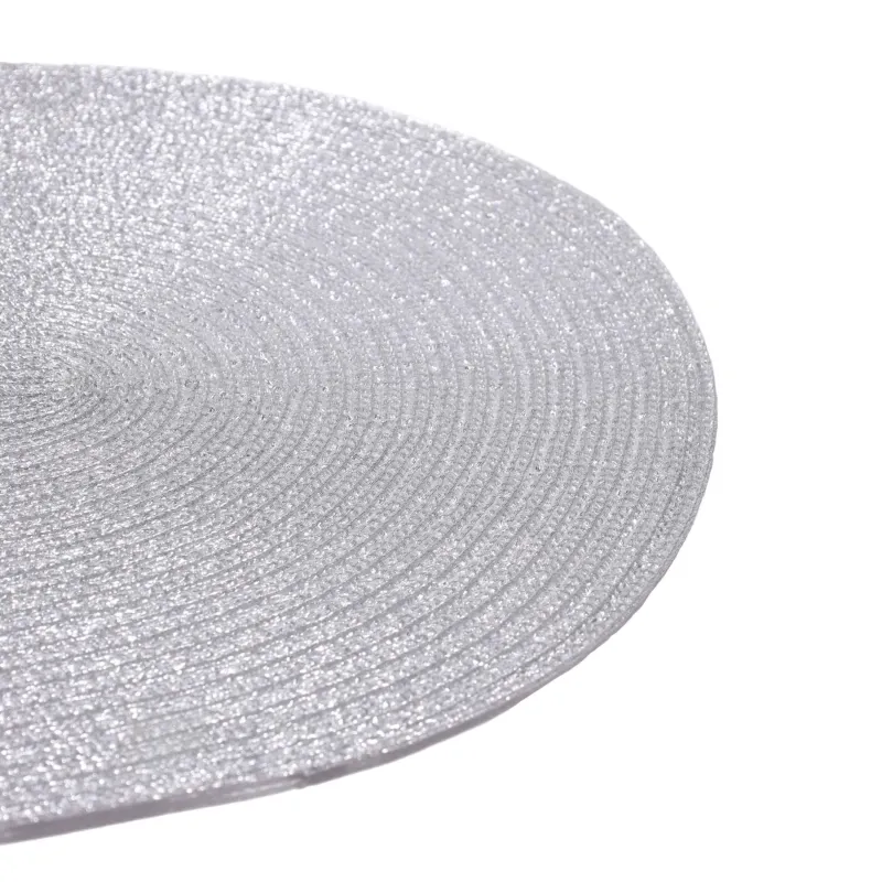 Салфетка под приборы, 30х45 см, полиэстер, овальная, серебристая, Rotary shine, image-1