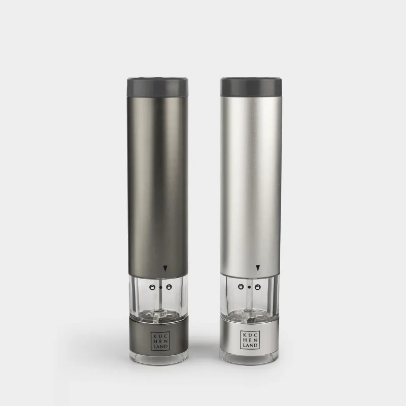 Мельница для специй, 22 см, 2 шт, электрическая, металл/пластик, LED B, серая, Piquant