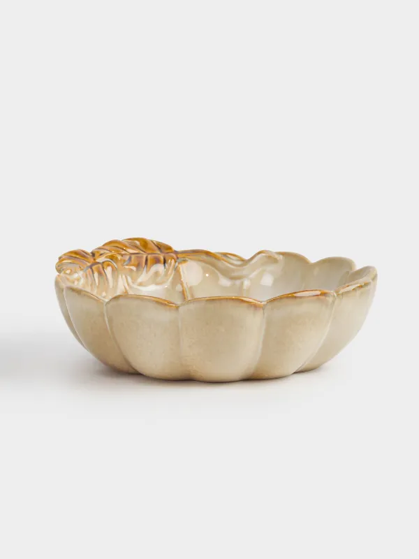 Блюдо глубокое, 23х7 см, керамика R, молочно-коричневое, Тыква с листьями, Pumpkin velir, image-0