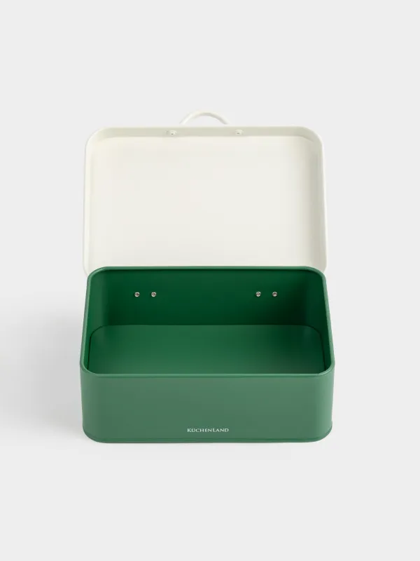 Емкость для хранения, 22х15 см, 2 л, металл, прямоугольная, Елка с лошадкой, Christmas green, image-3