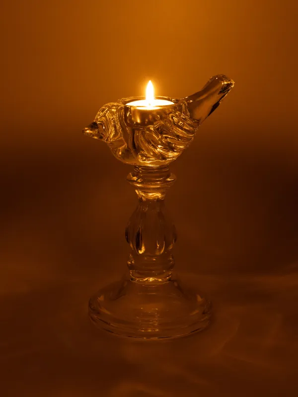 Подсвечник, 19 см, для чайной/тонкой свечи, на ножке, стекло Р, Птица, Birds, image-5