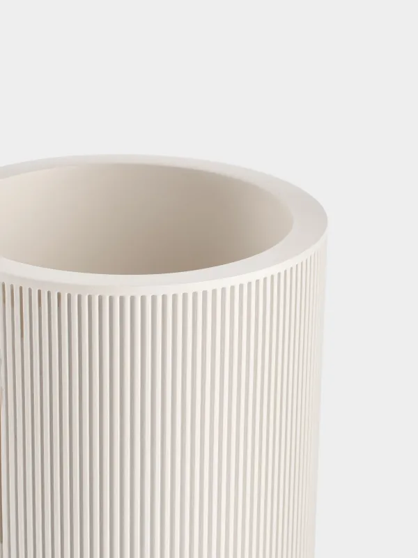 Стакан для ванной комнаты, 10 см, полирезин, молочный, White stripes, image-1