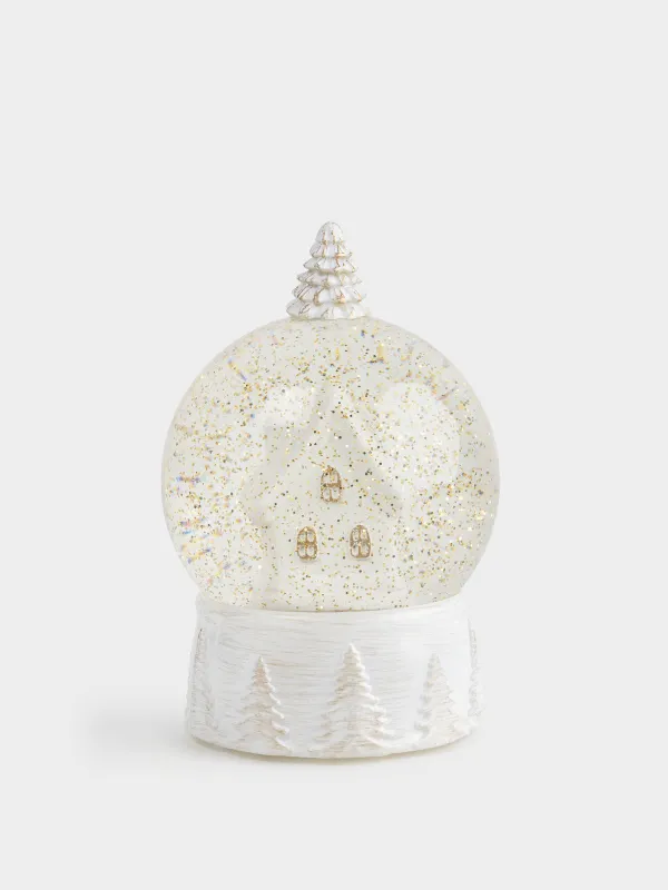 Снежный фонарь, 18 см, с подсветкой, пластик, белый, Дом, White style, image-0