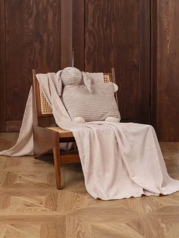 Плед с подушкой, 130х210 см, флис/плюш, бежевый, Заяц, Plush animals, image-4