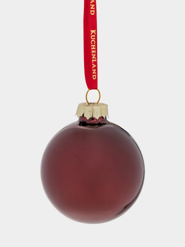 Набор елочных игрушек, 4 см, 8 шт, стекло, с блестками, бордовый, Шар, Ball sparkle, image-1