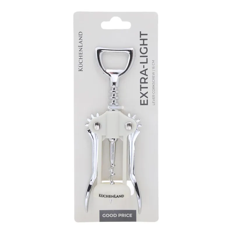 Штопор рычажный, 16 см, металл/пластик, светло-серый, Regular, image-1