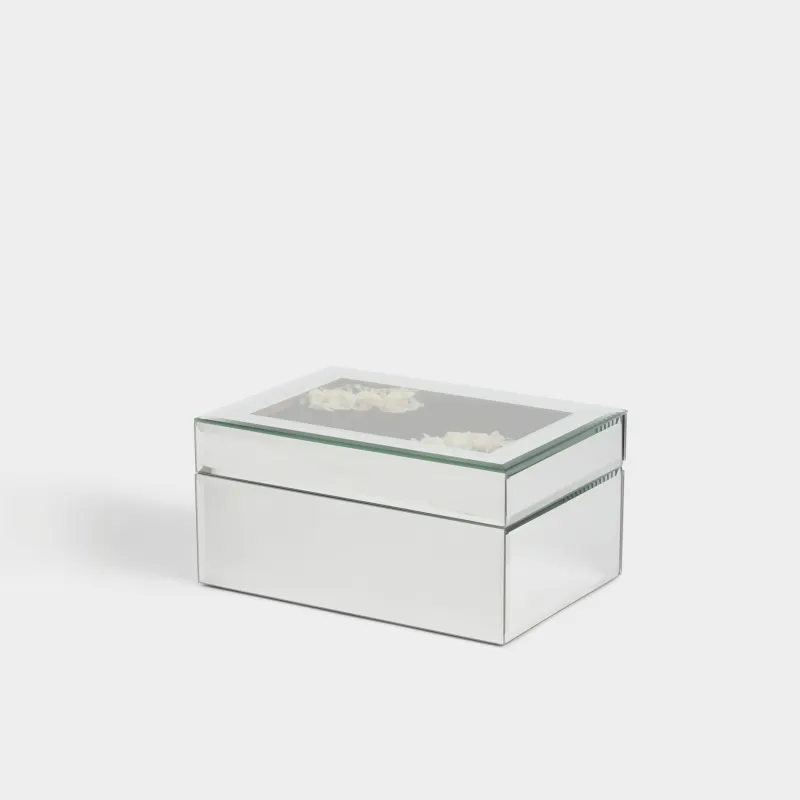 Шкатулка для украшений, 20х14 см, стекло, зеркальная, Гортензия, Glossy, image-0