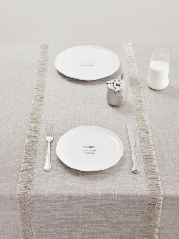 Дорожка настольная, 40х160 см, с бахромой, полиэстер, серый меланж, Beverin, image-2