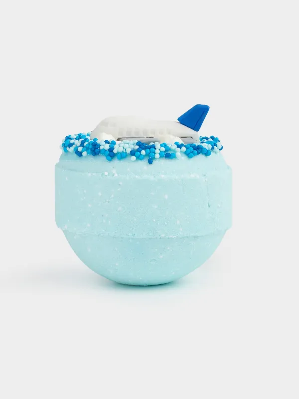 Бомбочка для ванны, 130 гр, с игрушкой, голубая, Ваниль, Самолет, Traffic, image-1