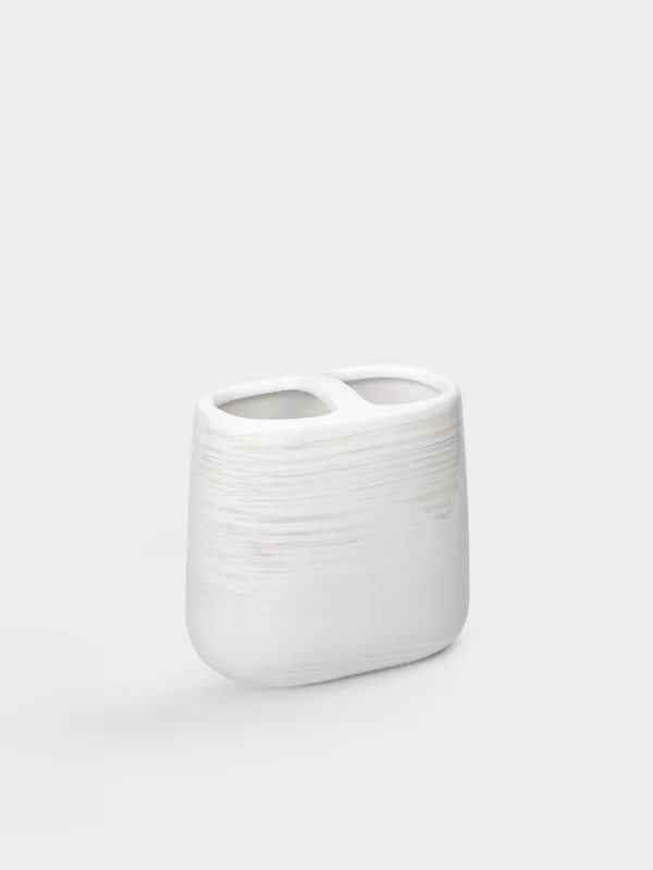 Стакан для зубных щеток, 11 см, керамика, белый, перламутр, Odyssey, image-1