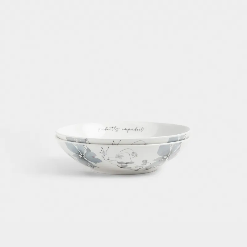 Тарелка суповая, 20х5 см, 2 шт, фарфор N, Серые цветы, Watercolor