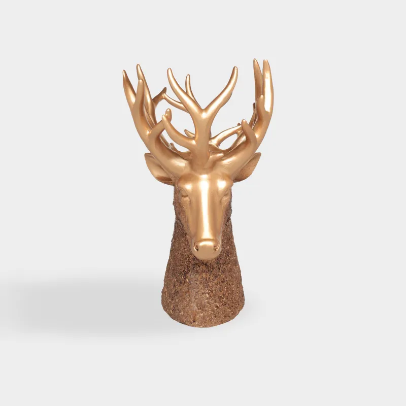 Ваза декоративная, 40 см, Голова оленя, Deer gold