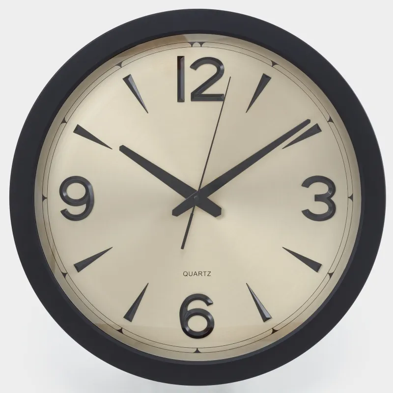 Часы настенные, 40 см, пластик/стекло, круглые, золотисто-черные, Dial, image-0