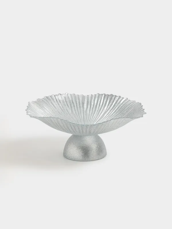 Ваза для фруктов, 32х13 см, на ножке, стекло Р, серебристая, Verge, image-2