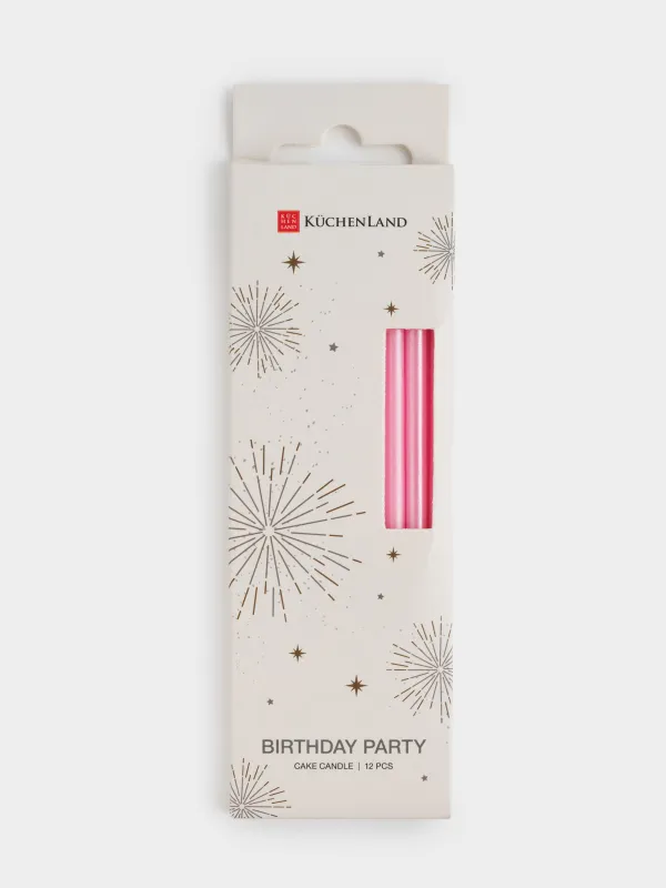 Свеча для торта, 12 шт, тонкая,Birthday party, image-5