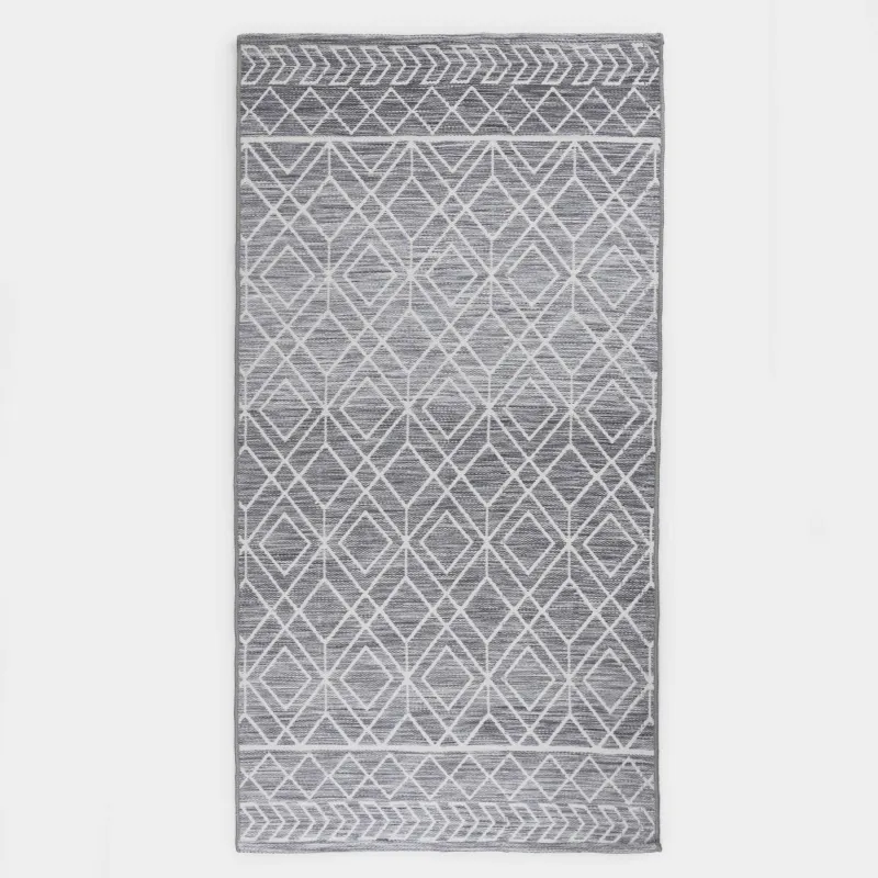 Коврик, 80х150 см, полиэстер/хлопок, серый, Ромб, Rhombic