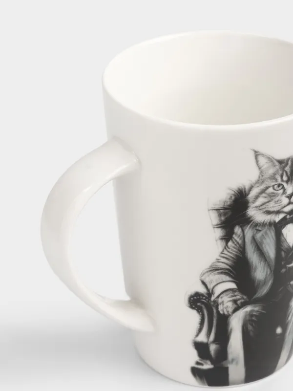 Кружка, 420 мл, фарфор N, белая, Кот в костюме, Cat, image-2
