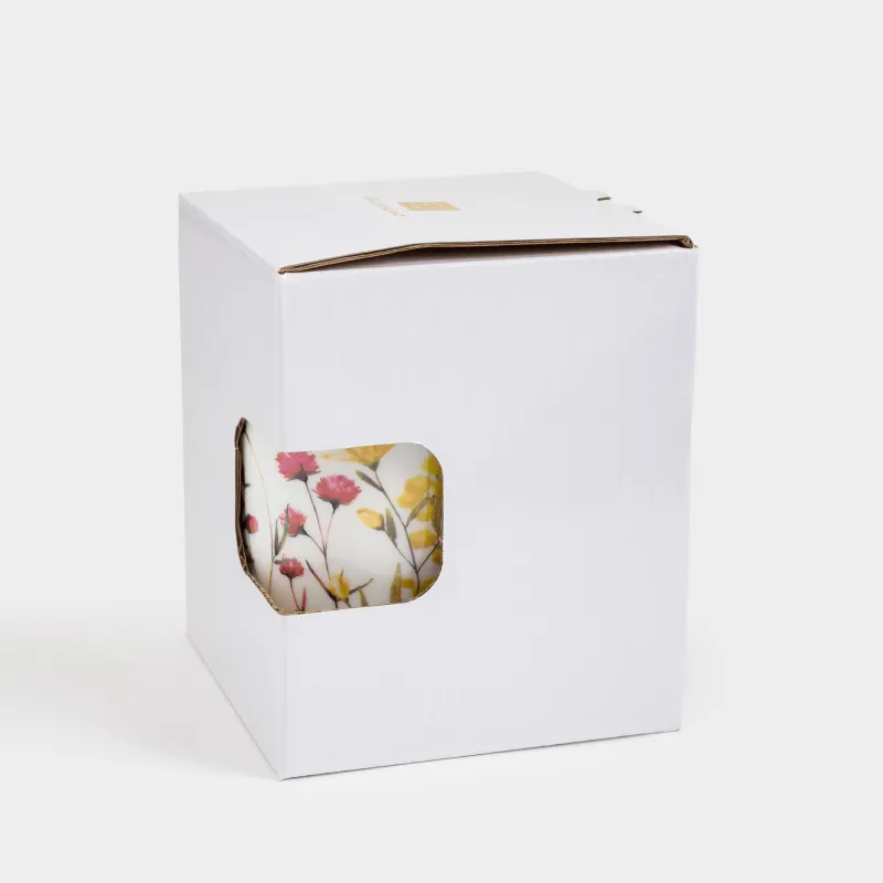 Кружка, 450 мл, фарфор F, белая, с золотистым кантом, Цветы и мимоза, Flower garden, image-4