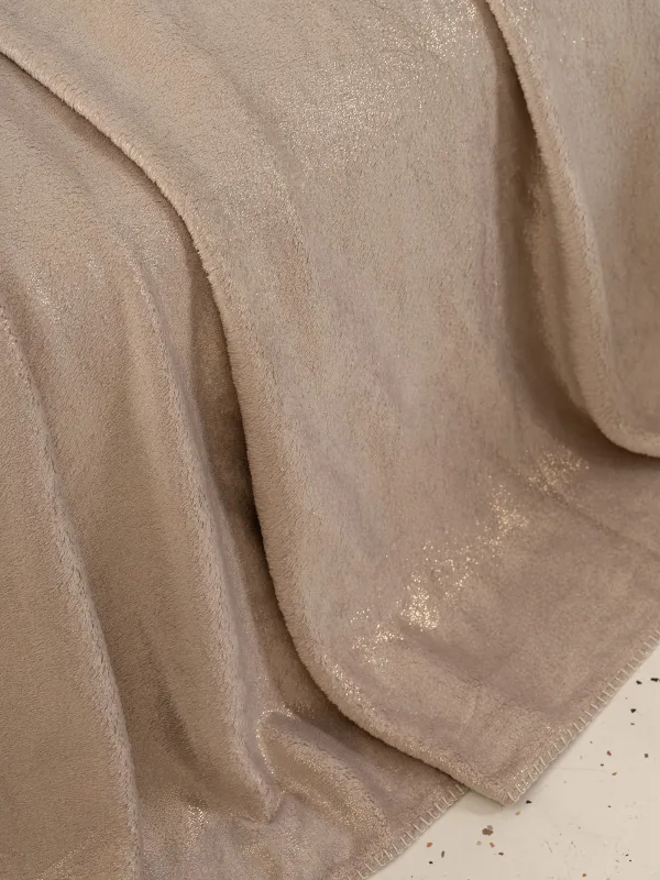 Плед, 130х170 см, фланель/люрекс, бежево-золотистый, Flannel, image-4