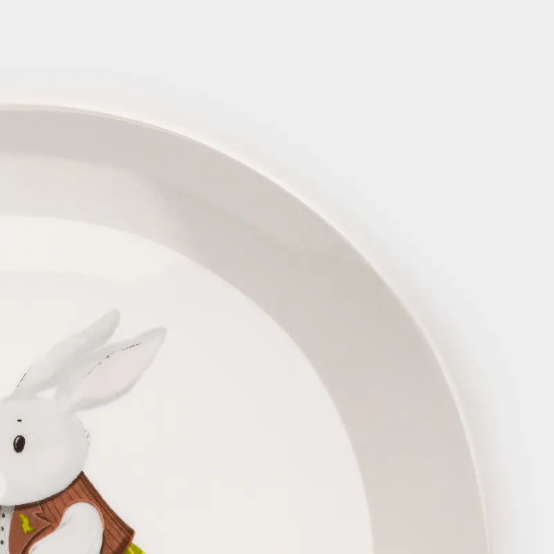 Тарелка закусочная, детская, 19 см, фарфор N, бело-серая, Кролик на велосипеде, Ideas life, image-4