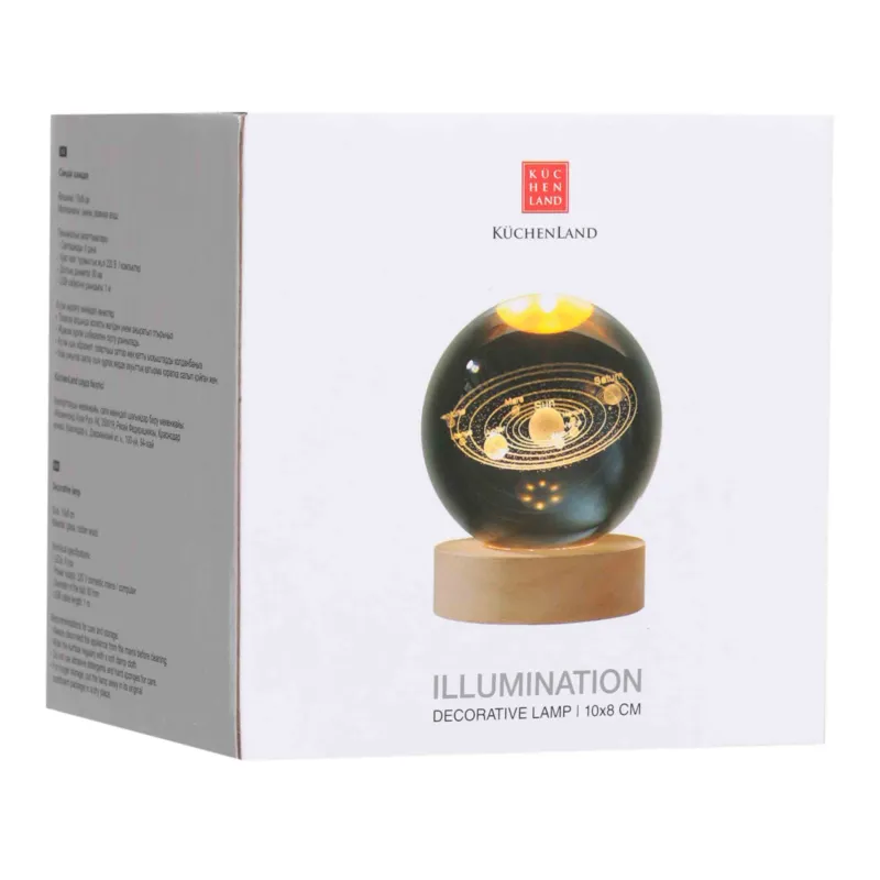 Светильник декоративный, 10 см, стекло/дерево, Планеты, Illumination, image-3
