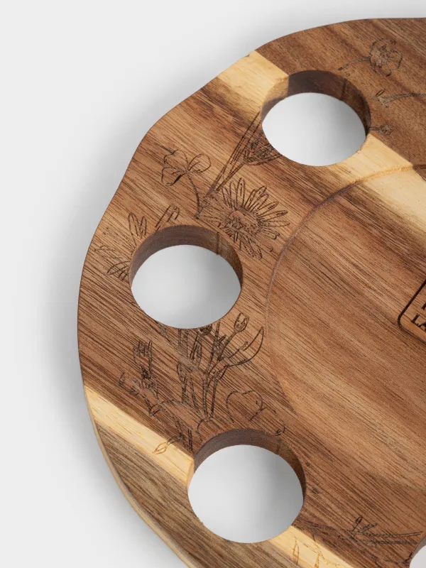 Блюдо пасхальное, 23x22 см, 7 отд, с местом для кулича, дерево, Цветы, Noble tree, image-3