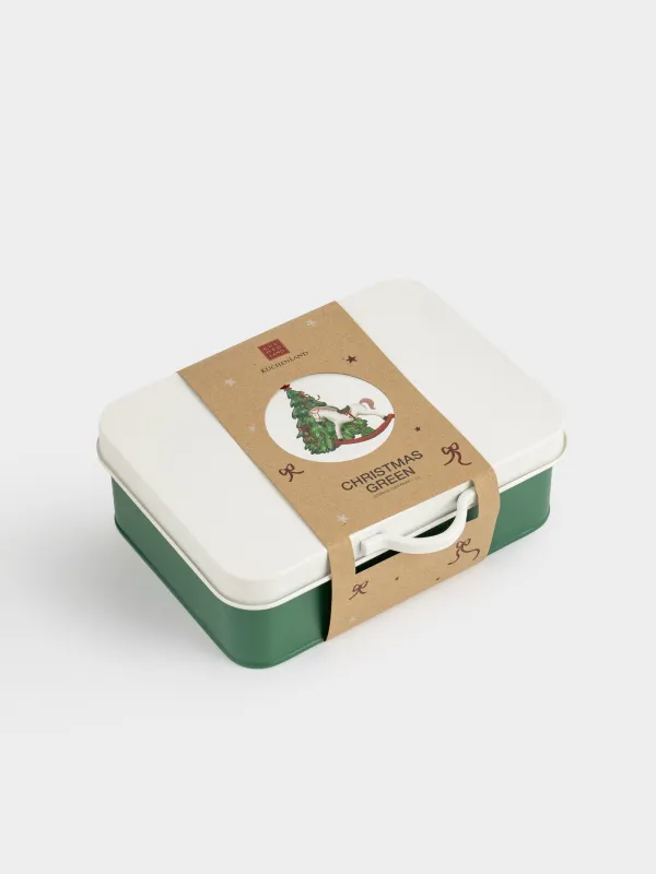 Емкость для хранения, 22х15 см, 2 л, металл, прямоугольная, Елка с лошадкой, Christmas green, image-7
