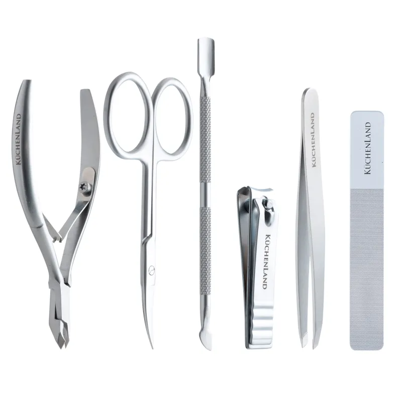 Набор маникюрный, 7 пр, в футляре, сталь/стекло/искусственная кожа, бежевый, Manicure