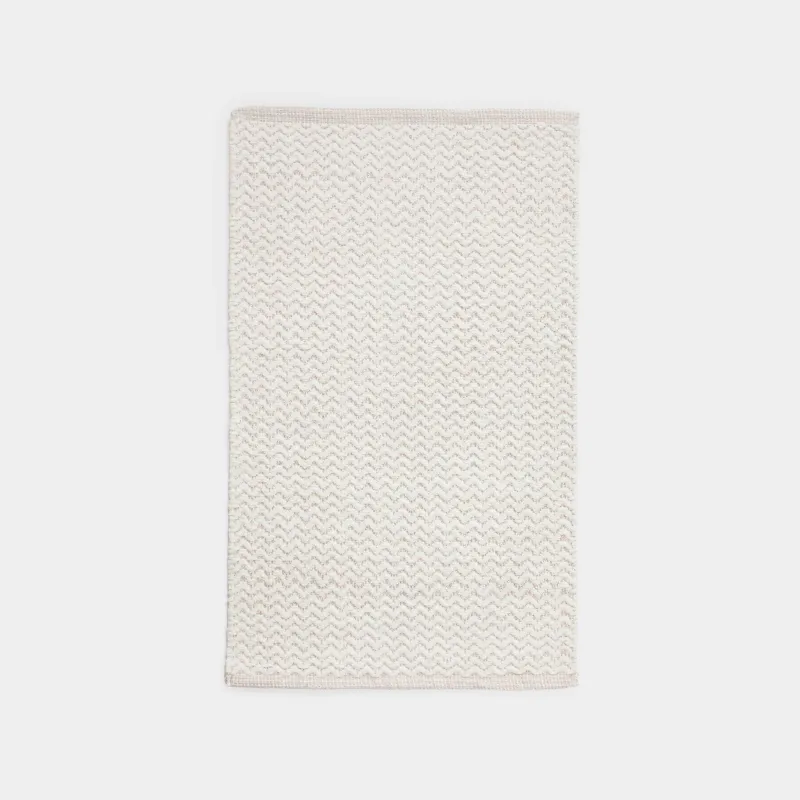 Коврик, 50х80 см, хлопок, молочно-бежевый, Зигзаги с люрексом, Shiny threads