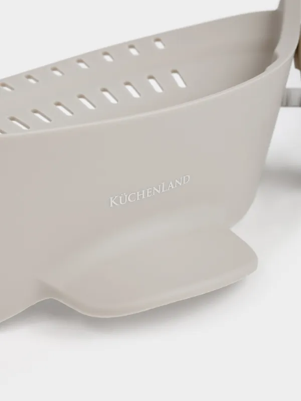 Дуршлаг-насадка на кастрюлю, 23 см, на зажимах, силикон, серо-коричневый, Soft kitchen, image-3