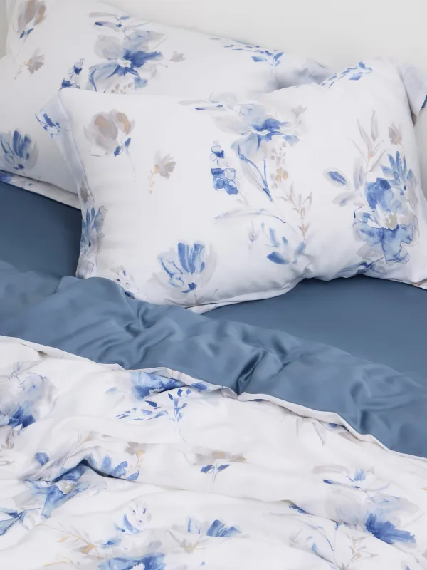 Постельное белье, евро, тенсель, Акварельные цветы, Tencel, image-3