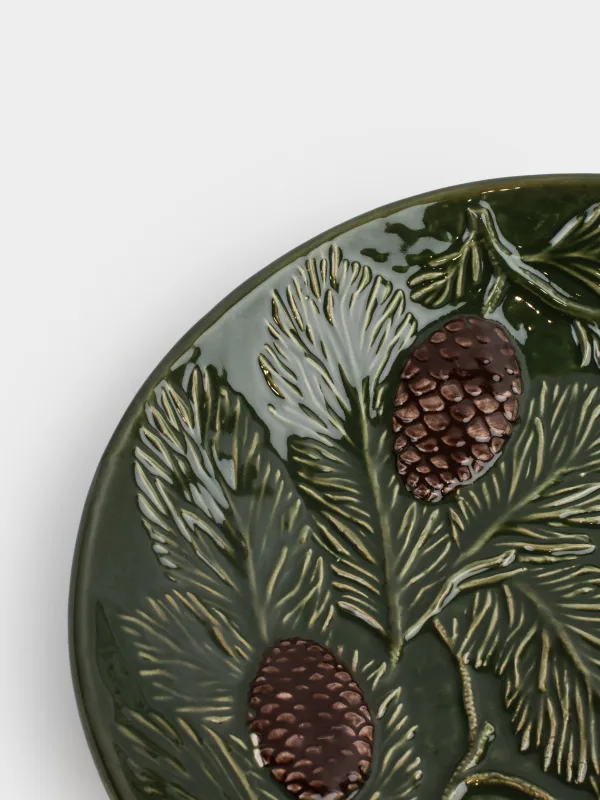 Блюдо глубокое, 27х5 см, керамика, зеленое, Шишки на еловых ветках, Forest whispers, image-3