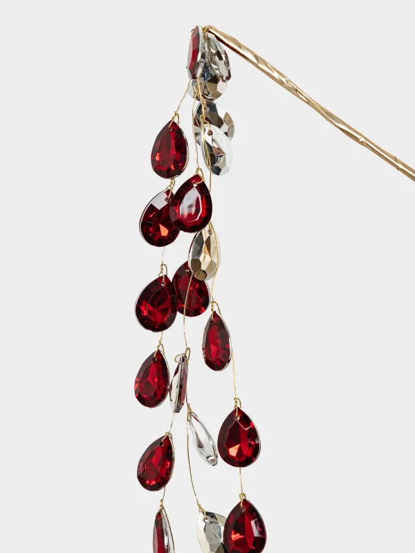 Ветка декоративная, 1,2 м, Серебристо-красные кристаллы, Crystal decor, image-2