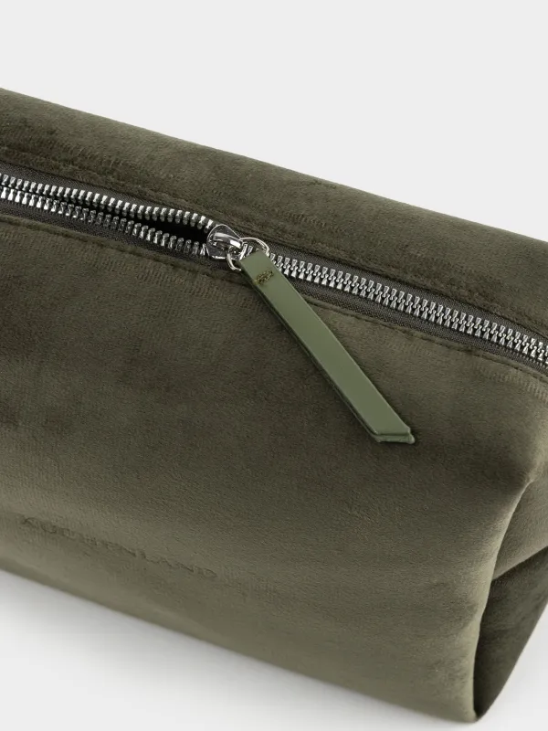 Косметичка, 25х17 см, вельвет, зеленая, Velvety, image-3