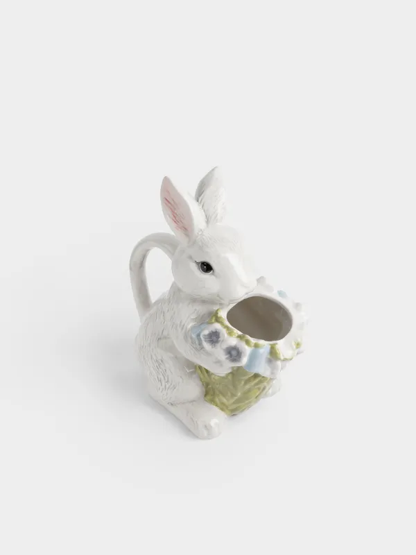 Кувшин, 540 мл, керамика D, серый, Кролик с букетом цветов, Easter, image-2