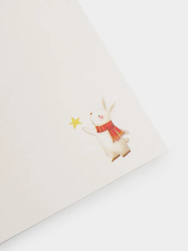 Открытка подарочная, 12х17 см, бумага, сине-молочная, Мишка и зайцы, Friends forest, image-4