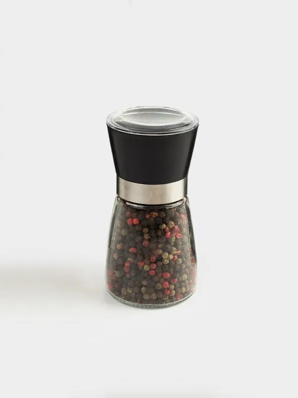 Мельница для специй 13 см, механическая, стекло, Три перца, Seasoning BBQ