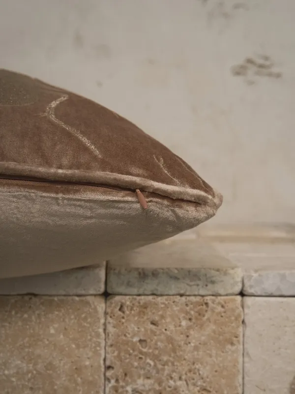 Подушка декоративная, 50х50 см, вельвет, бежево-коричневая, Жуки, Bugs, image-4