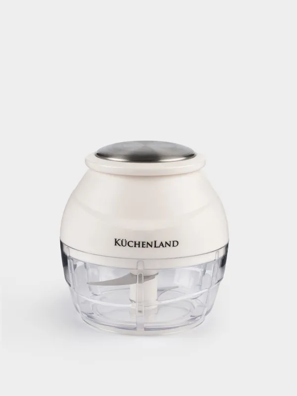 Измельчитель-блендер, 12 см, механический, пластик/сталь, молочный, Soft kitchen, image-0