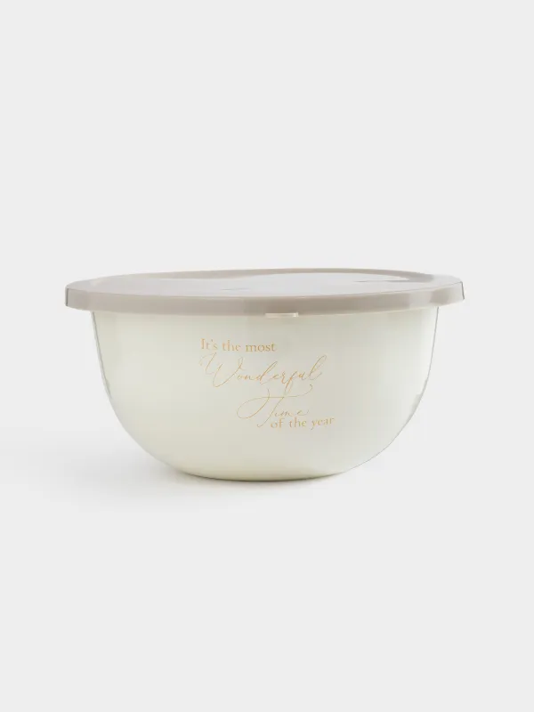 Миска, 1,8 л, с крышкой, металл эмалированный/пластик, молочная, Wonderful Time, Autumn enamel