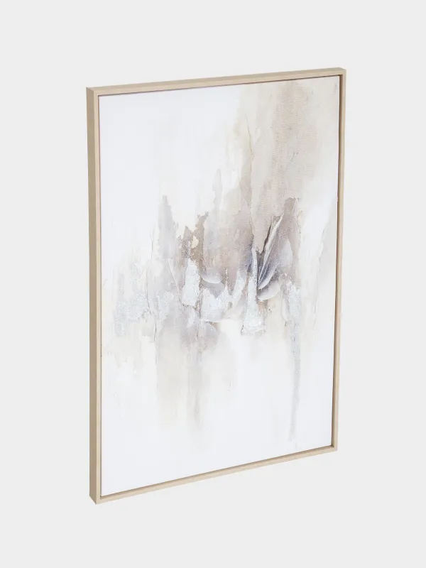 Картина в раме, 93х62 см, холст, бежево-серая, Штрихи, Abstract, image-1